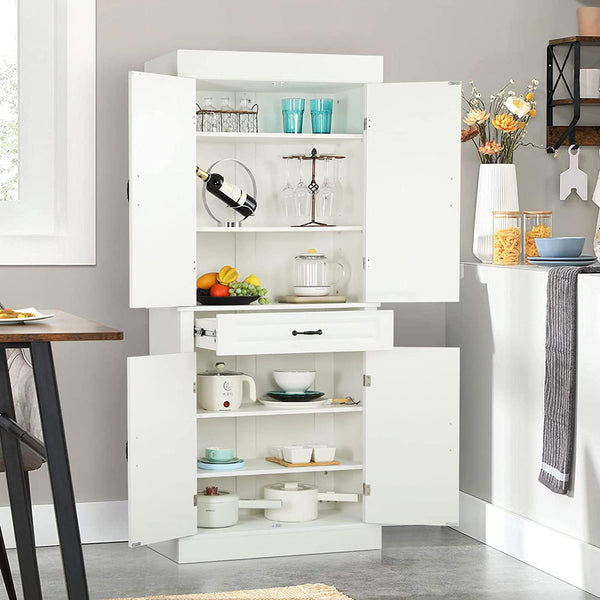 Yoleny 71'' Freestanding Kitchen Pantry Cabinet, Tall Storage Cabinet with Drawer and Adjustable Shelves, 2-Door Floor Cupboard for Kitchen Bathroom Study Hallway