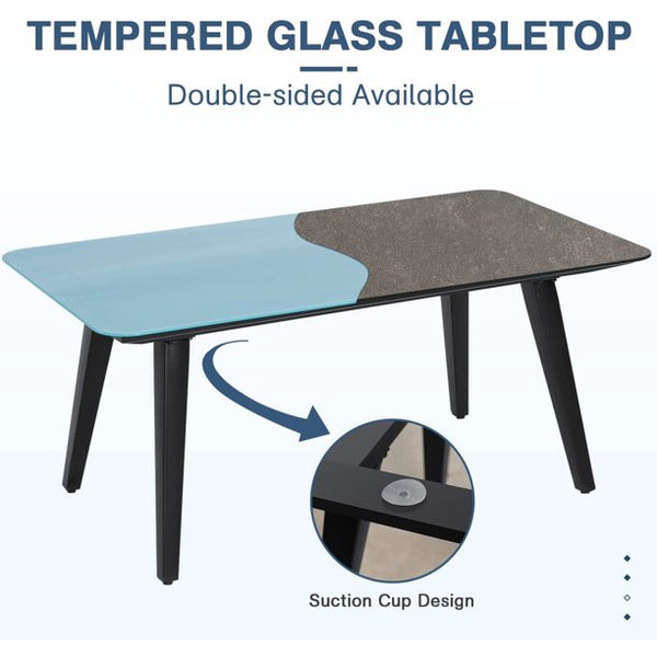 Yoleny 4 Pieces Patio Conversation Sets, Outdoor Rope-Woven Aluminum Patio Furniture Set with Thick Cushions, and Tempered Glass Coffee Table