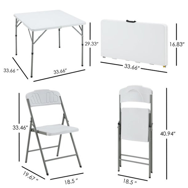 Yoleny Plastic Folding Table Set with 4 Folding Chairs, 4 Ft Picnic Table set, Portable and Lightweight, Suitable for Camping, Picnic, Party, Group Activity