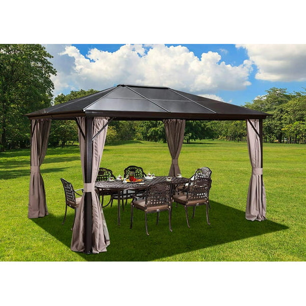 Erommy 10x12ft Outdoor Hardtop Gazebo Curtains Aluminum Furniture with Netting for Garden,Patio,Lawns,Parties