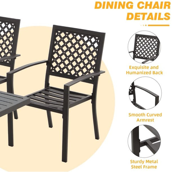 Erommy 7 Piece Outdoor Patio Dining Set, Dining Table with Umbrella Hole