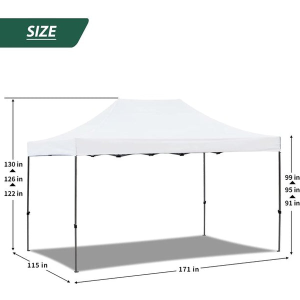 Erommy 10' x 15' Heavy Duty Outdoor Canopy, Easy up Canopy Tent for Parties with Roller Bag, 4 Sand Bags,White