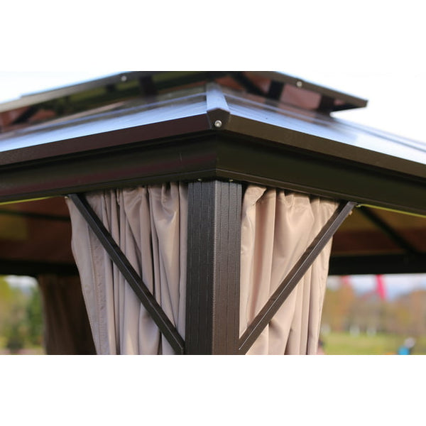 Erommy New Outdoor Hardtop Gazebo Canopy Curtains Aluminum Furniture with Netting for Garden,Patio,Lawns,Parties (10'×13')