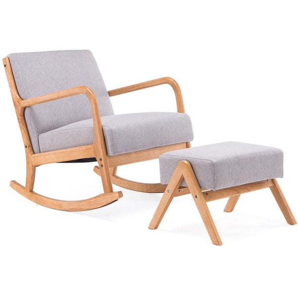 MELLCOM Fabric High Back Rocking Chair, Gray