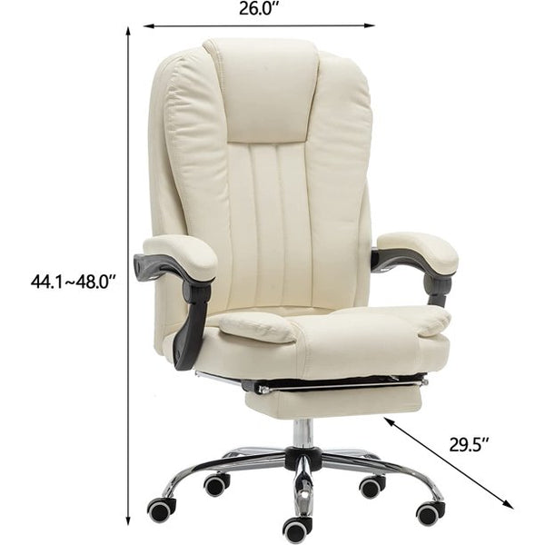 Mellcom Massage Office Chair, Pu Leather Executive Computer Gaming Chair, Beige