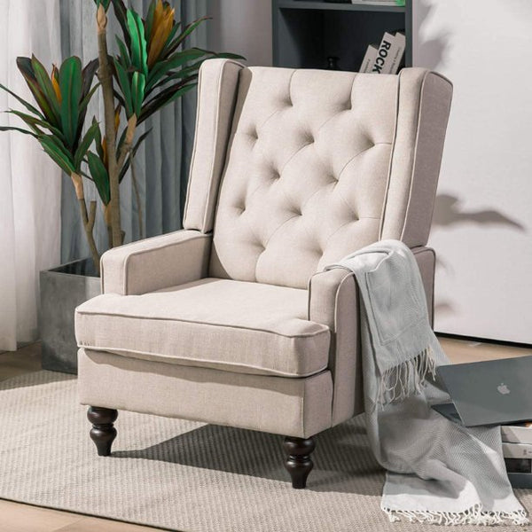 Yoleny Rocking Chair with Two Sets of Legs,Linen Fabric Glider Rocker Chair with Padded Seat,Upholstered Single Sofa, Beige