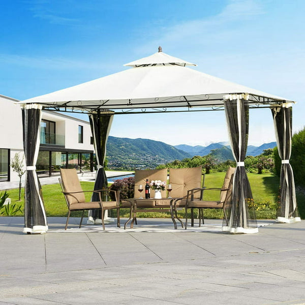 Erommy 10x12 FT Canopy Gazebo Outdoor Gazebo Steel Frame with Vented Soft Top for Backyard,Patio,Party,Event (Cream)