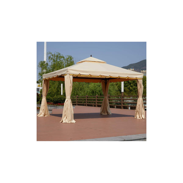 EROMMY 10’ x 12’ Outdoor Gazebo Canopy, Aluminum Frame Soft Top Outdoor Patio Gazebo with Polyester Curtains and Air Venting Screens (026Beige)