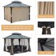 Yoleny 10' X 12' Outdoor Hardtop Gazebo,2-Tier Hardtop Galvanized Iron Aluminum Frame Garden Tent with Mosquito Net and Shaded Curtains for Patio, Backyard, Deck, Lawns