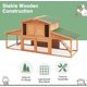 Yoleny Rabbit Hutch Wooden Two Story Bunny Cage Indoor Rabbit Cage Outdoor, Guinea Pig House Hamster Hideout, Galvanized Mesh Wires, Weatherproof Asphalt Roof