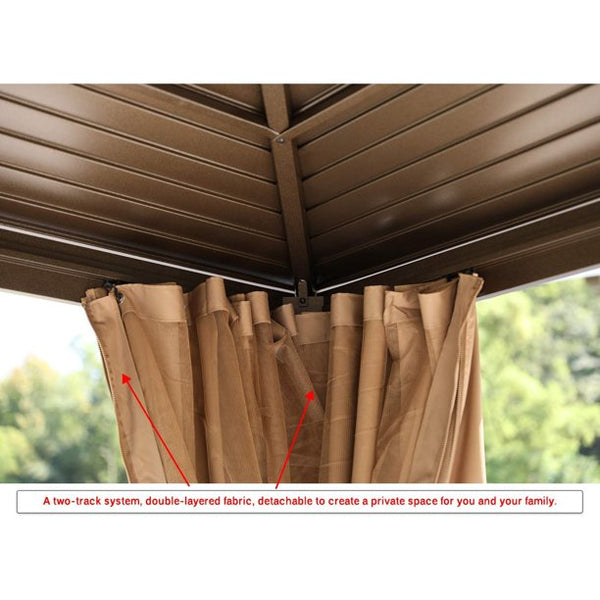 Erommy Outdoor Hardtop Gazebo Canopy Curtains Aluminum Furniture with Netting for Garden,Patio,Lawns,Parties (Galvanized Steel10'×13')