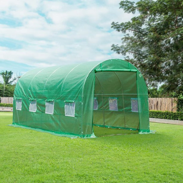 Yoleny 40' x 12' x 7.5' Greenhouse, Large Walk-in Greenhouse with 2 Roll-up Zippered Doors&20 Screen Windows for Outside Heavy Duty Winter, Green