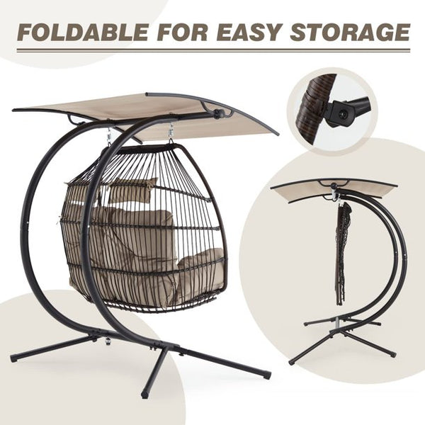 Erommy Outdoor Patio Porch Swing , Hanging Egg Chair Swing for Patio Bench, Steel Frame