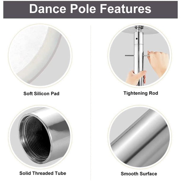 Yoleny Dance Pole for Home , Spinning Static Pole Kit with Adjustable Height for Club Gym Bar, Silver