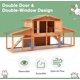 Yoleny Rabbit Hutch Wooden Two Story Bunny Cage Indoor Rabbit Cage Outdoor, Guinea Pig House Hamster Hideout, Galvanized Mesh Wires, Weatherproof Asphalt Roof