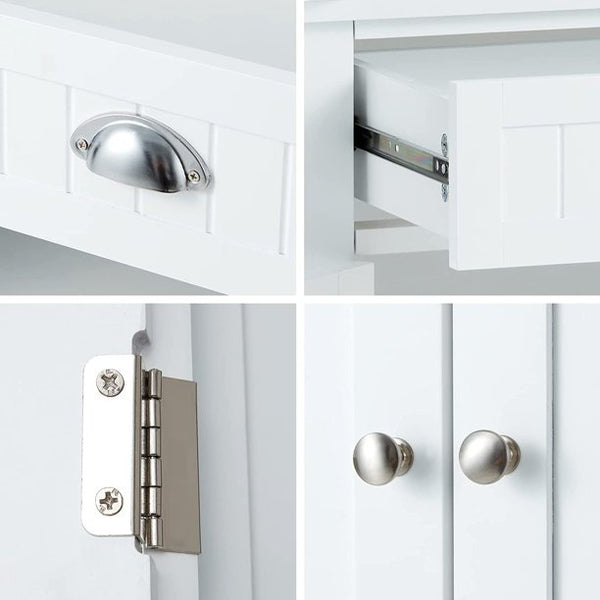 Yoleny Kitchen Pantry, 72” Freestanding Storage Cabinets with Doors and Shelves, Elegant Colonial Design Cabinet Cupboard