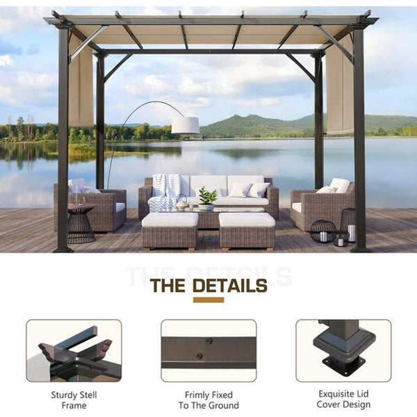 Erommy 10' x 10' Outdoor Pergola, Gazebo with Steel Frame and Shade Canopy for Patio