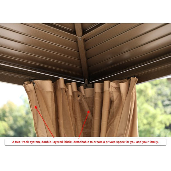 Erommy 10' x 13' Hardtop outdoor Gazebo clearance, Metal Roof Gazebo with Aluminum Frame for Patio Lawns