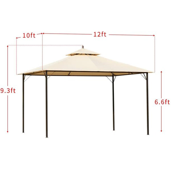 Erommy 10x12 FT Canopy Gazebo Outdoor Gazebo Steel Frame with Vented Soft Top for Backyard,Patio,Party,Event, Beige