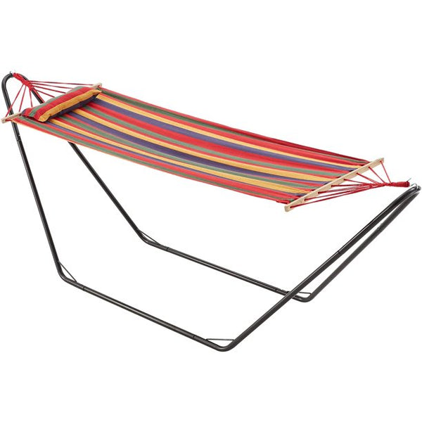 Yoleny Hammock with Stand Included, Camping Hammock, Heavy Duty Portable Hammock with Detachable Pillow for Patio Porch Beach,Rainbow Stripe
