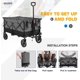 Yoleny Folding Wagon Cart 180 Pound Capacity, Outdoor Garden Cart Foldable Wagon for Travel, Shopping, Camping, Gray