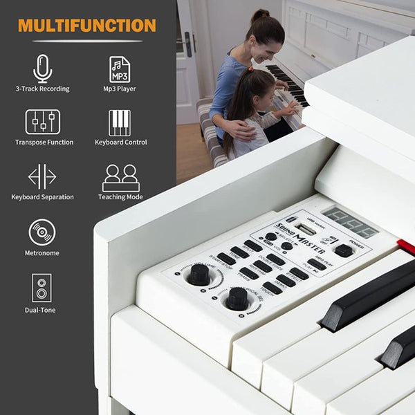 Yoleny 88 Key Weighted Digital Piano, Full-Size Responsive Hammer-Action Keyboard Electric Piano, Metal Pedal, 2x20w Speakers, for Beginners And Professionals, White