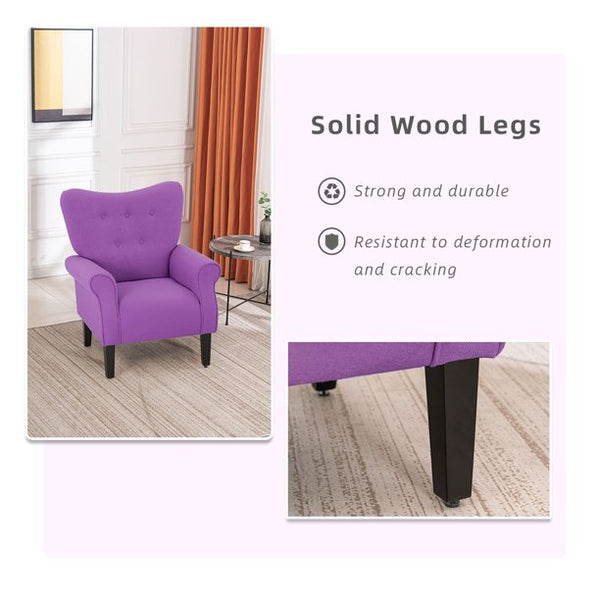 Mellcom Mid Century Wingback Arm Chair,High Back Accent Chair,Purple
