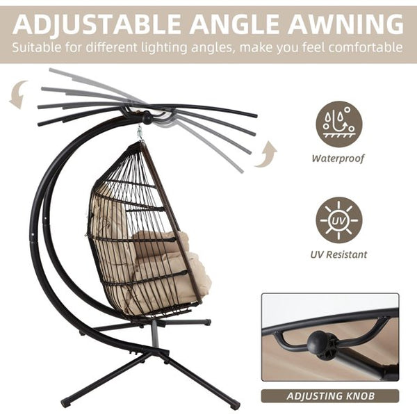 Erommy Outdoor Patio Porch Swing , Hanging Egg Chair Swing for Patio Bench, Steel Frame