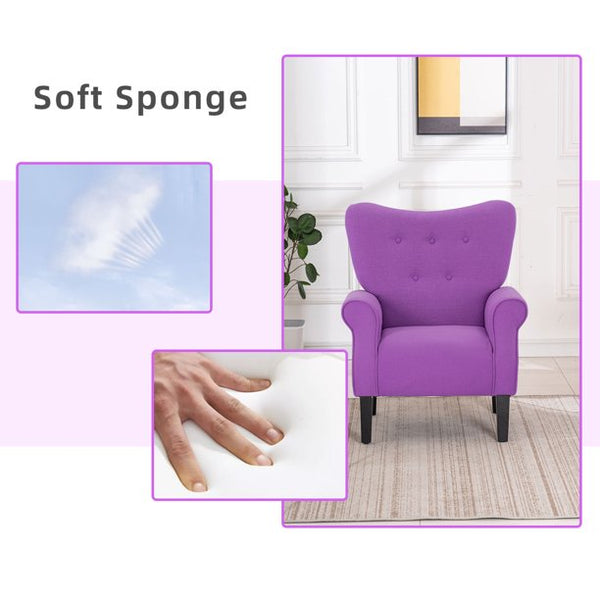 Mellcom Mid Century Wingback Arm Chair,High Back Accent Chair,Purple