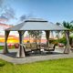 Yoleny 12' x 16' Hardtop Gazebo with Curtains and Netting - Metal Gazebo Aluminum Composite Double Roof for Patio, Backyard, Outdoor and Lawn