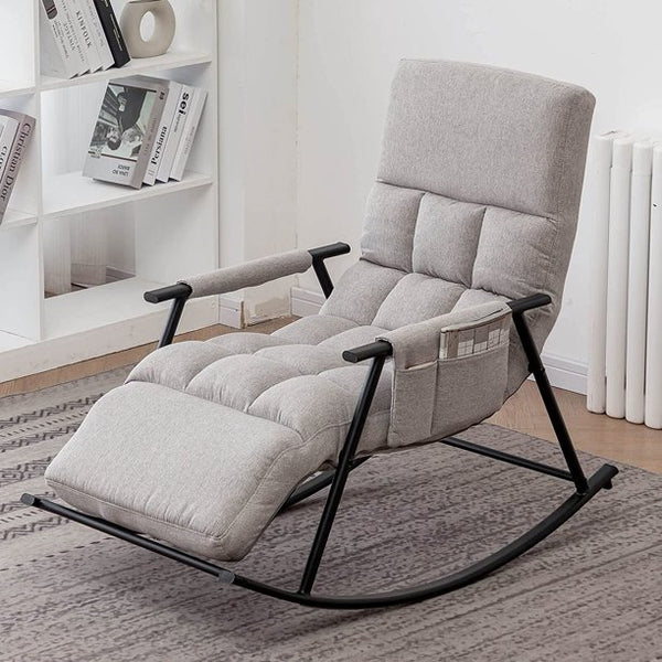 Mellcom Adjustable Rocking Chair Metal Lounge Chair for Living Room,Bedroom,Balcony,Gray