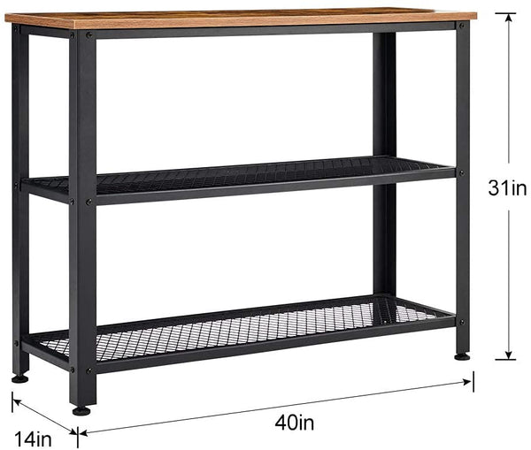 YOLENY Console Table 3 Layer Wooden Entryway Storage Table Sofa Table with Metal Frame for Living Room, Hallway