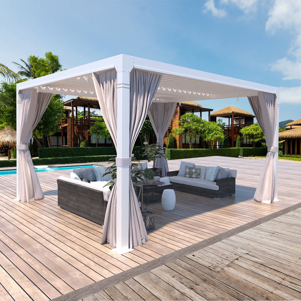 Yoleny 10'×10' Outdoor Louvered Pergola with Adjustable Aluminum Rainproof Roof, White