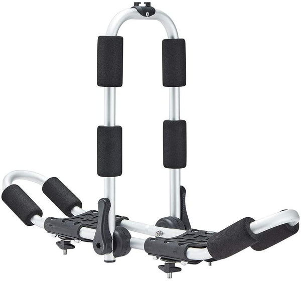 YOLENY 2 in 1 Kayak Rack Aluminum Folding J Bar Kayak Rooftop Racks 1 Pair Car Roof Rack for Kayak Carrier Canoe Boat with 4 pcs Tie Down Straps