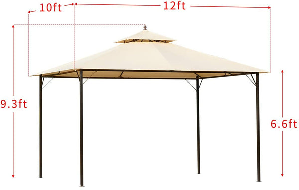 YOLENY 10x12 FT Canopy Gazebo Outdoor Steel Frame Gazebo with Vented Soft Top for Backyard,Patio,Party,Event