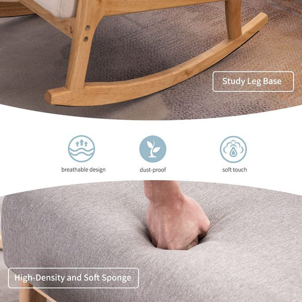 MELLCOM Fabric High Back Rocking Chair, Gray