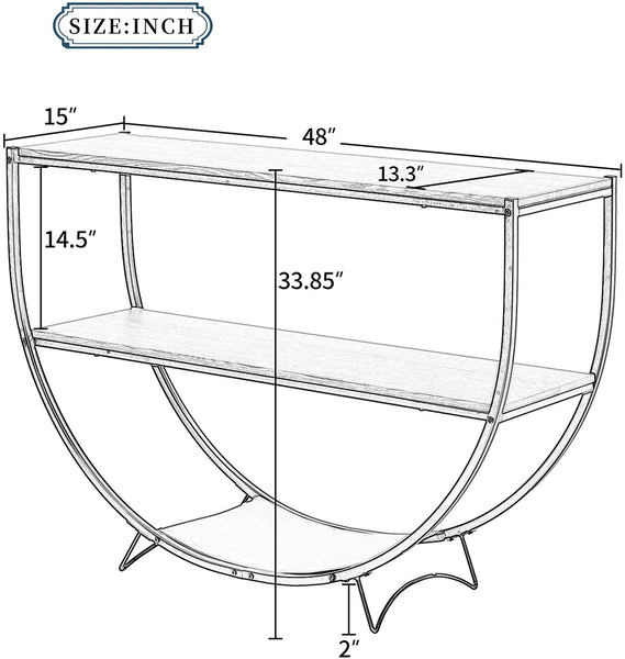 MELLCOM Rustic Style Console Table, 2 Tier Country Style Sofa Table for Entryway, Brown