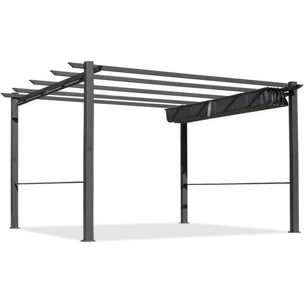 Mellcom 10'x13' Outdoor Retractable Pergola Patio Metal Shelter with Sun Shade Canopy