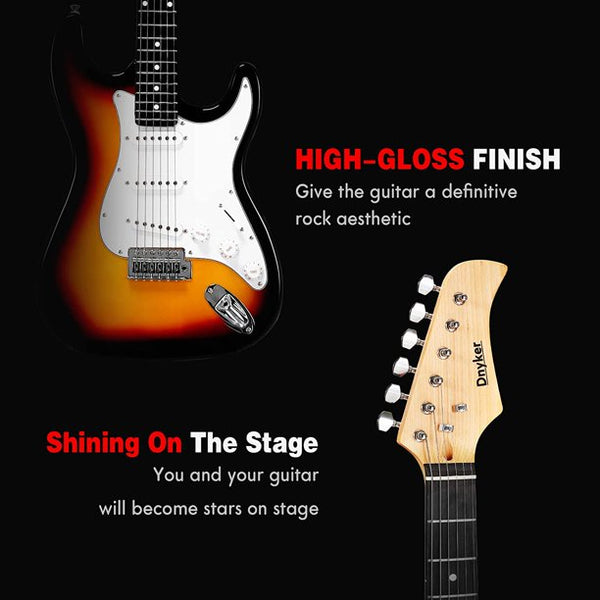 Yoleny 39 Inch Beginner Electric Guitar Kit with 20-Watt Amplifier, Bag, Stand, Tremolo Bar, Digital Tuner, Brown