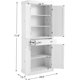 Mellcom 72” Freestanding Kitchen Pantry Storage Cabinets, Elegant Colonial Design Cupboard, White