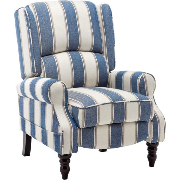 Mellcom Fabric Wingback Recliner, Upholstered Push Back Armchair for Living Room Bedroom, Coastline Style