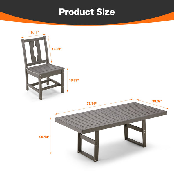 Yoleny 5 Piece Patio Dining Set, Patio Table with 4 Armless Chairs, Patio Furniture Sets Made of HDPE material and Metal Frame Reinforcement for Backyard, Porch, Lawn, Party, and Garden, Gray