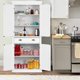 Mellcom 72” Freestanding Kitchen Pantry Storage Cabinets, Elegant Colonial Design Cupboard, White