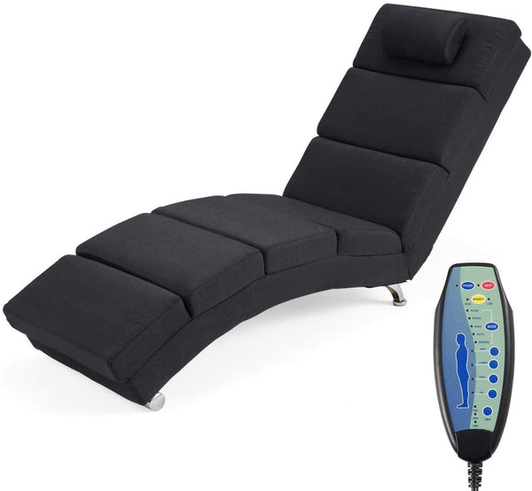 YOLENY Massage Chaise Lounge Electric Heated Recliner Modern Ergonomic Long Chair for Office or Living Room, Linen