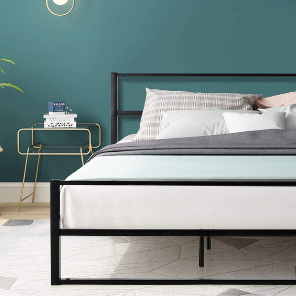 YOLENY Metal Bed Frame King Size Heavy Duty Platform Bed Frame with Headboard Modern Design Iron Bed Frame Easy Assembly