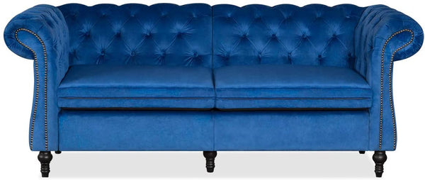YOLENY Sofa Couch Loveseat Soft Fabric Modern Design Love Seat Two or Three Person Seat Sofa, Tufted Jewel Toned Velvet Sofa with Scroll Arms for Living Room, Blue