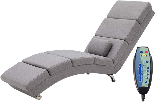 YOLENY Massage Chaise Lounge Electric Heated Recliner Modern Ergonomic Long Chair for Office or Living Room, Linen