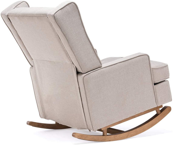 YOLENY Mid Century Rocking Chair with Two Sets of Legs Linen Fabric Glider Rocker Chair with Padded Seat Upholstered Single Sofa Accent Chair for Living Room, Bedroom