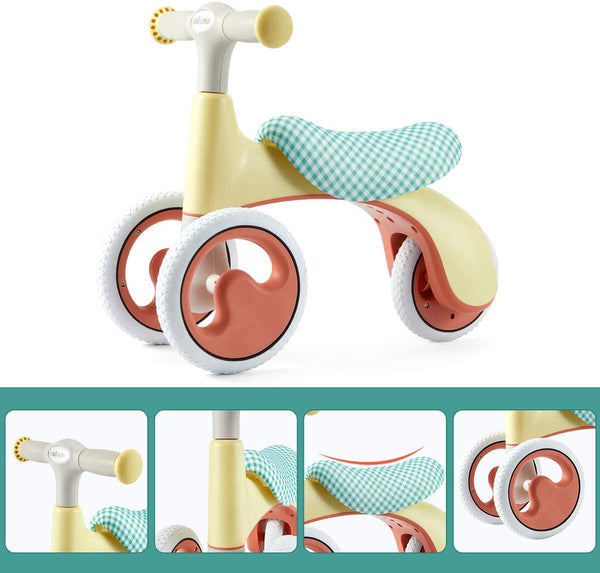 YOLENY Baby Balance Bike Adjustable Baby Bicycle for 1 Year Old Toddler Bike Riding Toys for Boys Girls No Pedal 4 Training Wheels Birthday Gift