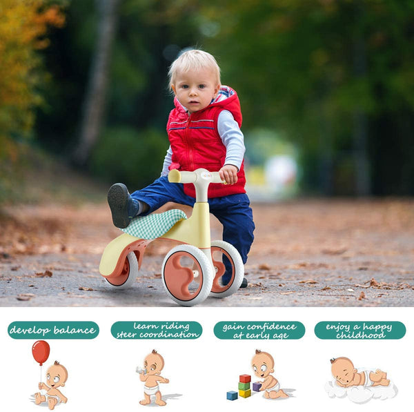 YOLENY Baby Balance Bike Adjustable Baby Bicycle for 1 Year Old Toddler Bike Riding Toys for Boys Girls No Pedal 4 Training Wheels Birthday Gift